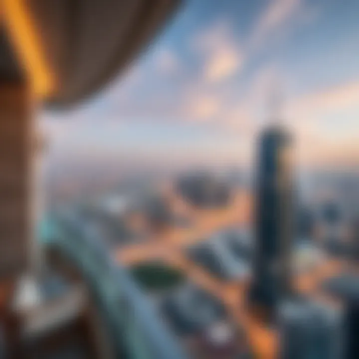 Panoramic view of Dubai skyline from the balcony of Imperial Residence Tower B
