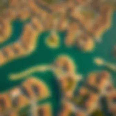 Aerial View of Jumeirah Islands Stunning aerial view of Jumeirah Islands community layout