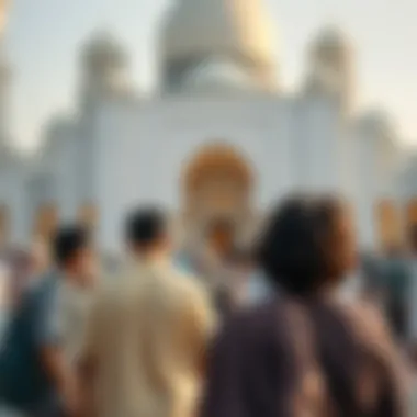 Visitors engaging in a cultural tour at the mosque