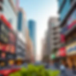 A panoramic view of Khalidiyah Street showcasing its modern architecture and vibrant atmosphere.