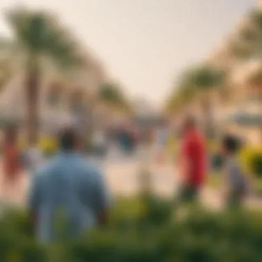 Vibrant Community Life in Khwaneej Park Community park in Khwaneej bustling with families and activities