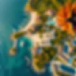 Aerial view of Lanai Island showcasing its lush landscapes and luxurious residences.