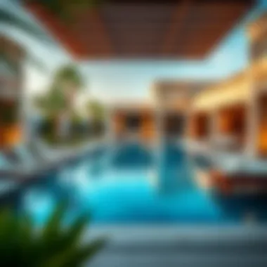 Beautiful outdoor pool area in a lavish Dubai villa