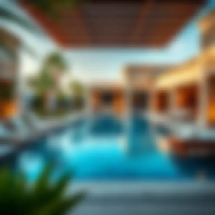 Beautiful outdoor pool area in a lavish Dubai villa