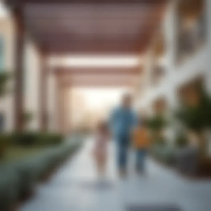 A family exploring a residential community in Dubai
