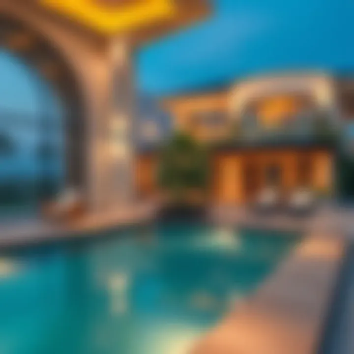 A World of Luxury: Amenities in Dubai Mansions Amenities in a lavish mansion, including a pool and garden