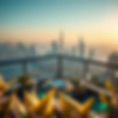 Breathtaking Views: Mansions with Dubai Skyline Stunning view of a mansion overlooking the Dubai skyline