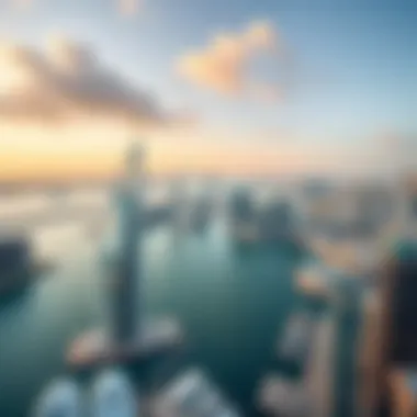 View from Marina Quays West Tower Panoramic view of Dubai skyline from Marina Quays West Tower
