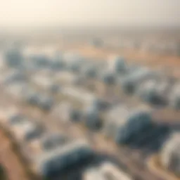 Aerial view of Mussafah 21 showcasing modern architecture and urban landscape