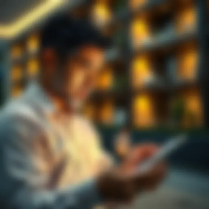 Investing Insights and Market Analysis Real estate investor analyzing market trends on a digital device