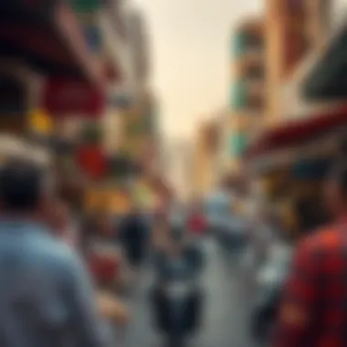 Vibrant street view showcasing the bustling market activities on Rolla Street.