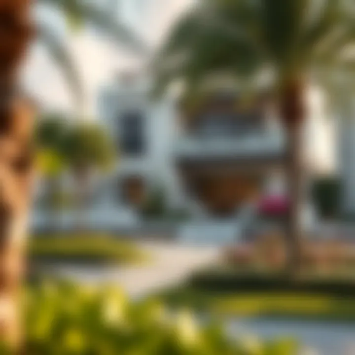 Lush Landscaping Around Semi-Detached Homes Stylish semi-detached home with lush landscaping in Dubai