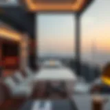 Luxurious shared villa terrace with city views