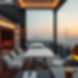 Luxurious shared villa terrace with city views