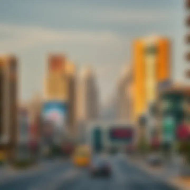 Business district near شارع دبي العين illustrating economic growth
