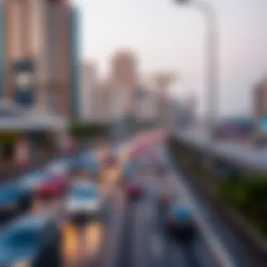 Vibrant traffic flow along Sheikh Zayed Road during peak hours