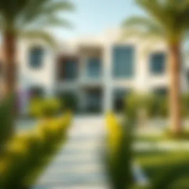 Modern villa in Sidra Village with landscaped garden