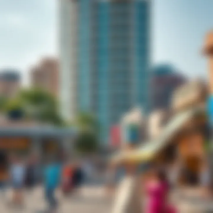 Vibrant neighborhood surrounding Al Ameri Building with bustling activities