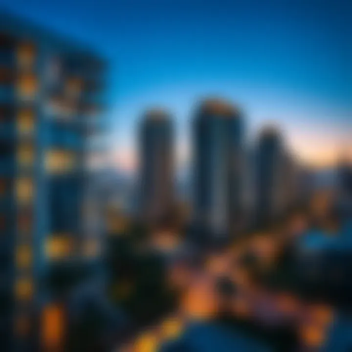 Modern apartment building with stunning city views