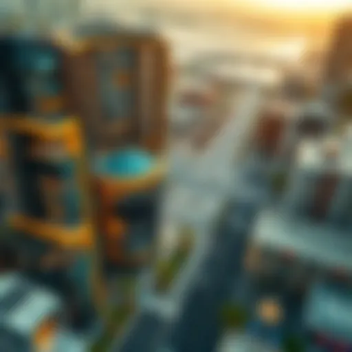 Aerial view of Dubai's Business Village showcasing modern architecture