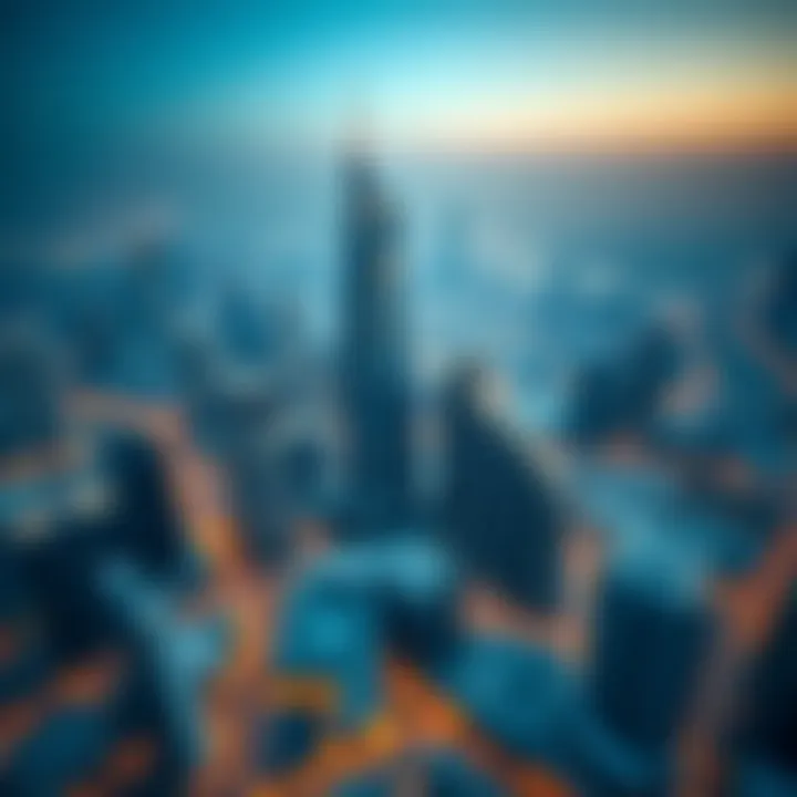 Aerial View of Dubai Rolex Tower Aerial view showcasing the Dubai Rolex Tower amidst the city skyline