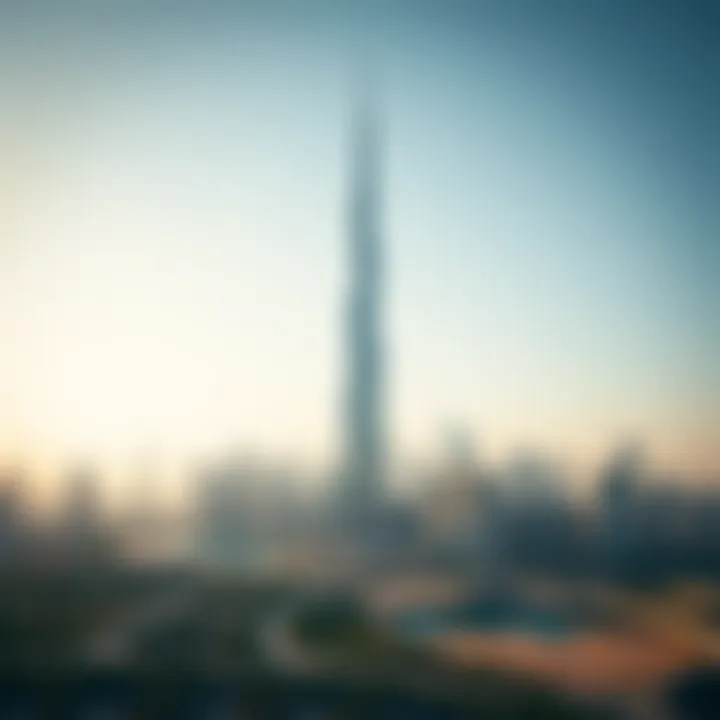 Panoramic view of the Dubai skyline with Index Tower as a focal point.