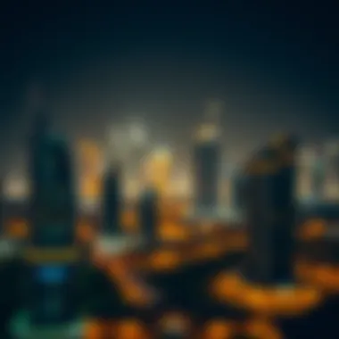 Illuminated Dubai Skyline After Dark Stunning skyline of Dubai at night with illuminated buildings