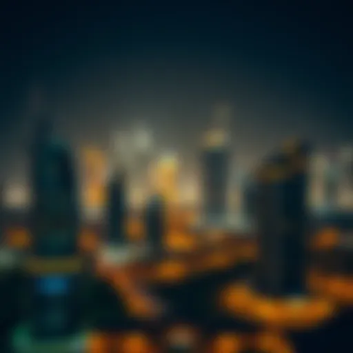 Illuminated Dubai Skyline After Dark Stunning skyline of Dubai at night with illuminated buildings