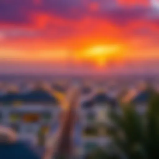 Sunset skyline view of Rashidiya