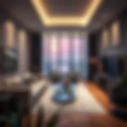 Luxurious hotel apartment living room with modern decor