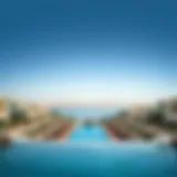 Stunning view of the Saadiyat Pool surrounded by luxury villas