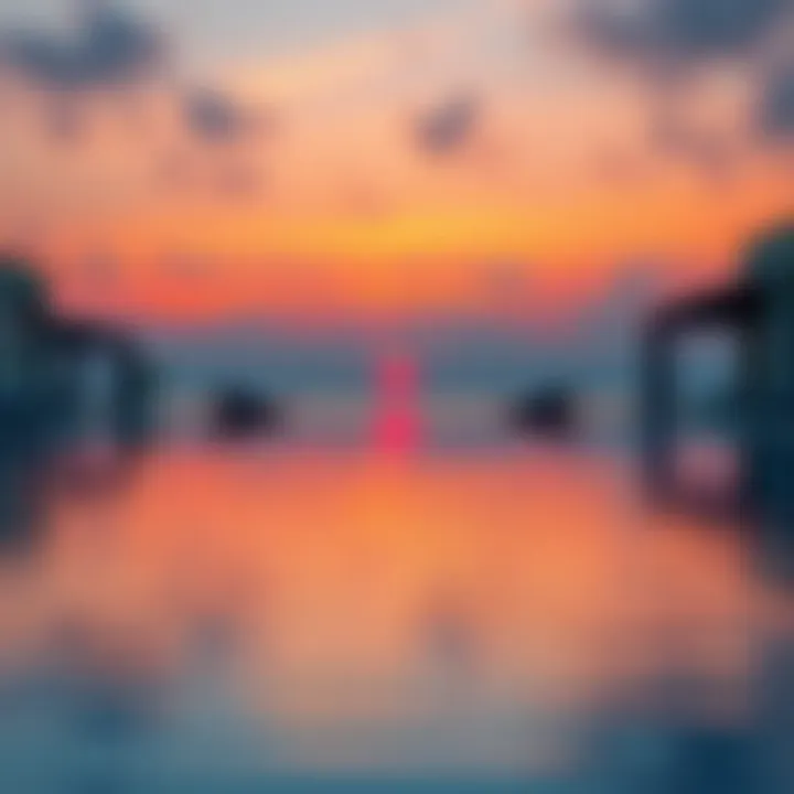 Serene Sunset at Saadiyat Pool Saadiyat Pool at sunset with vibrant colors reflecting on the water