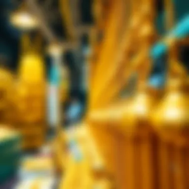 Vibrant display of gold ornaments at the souk