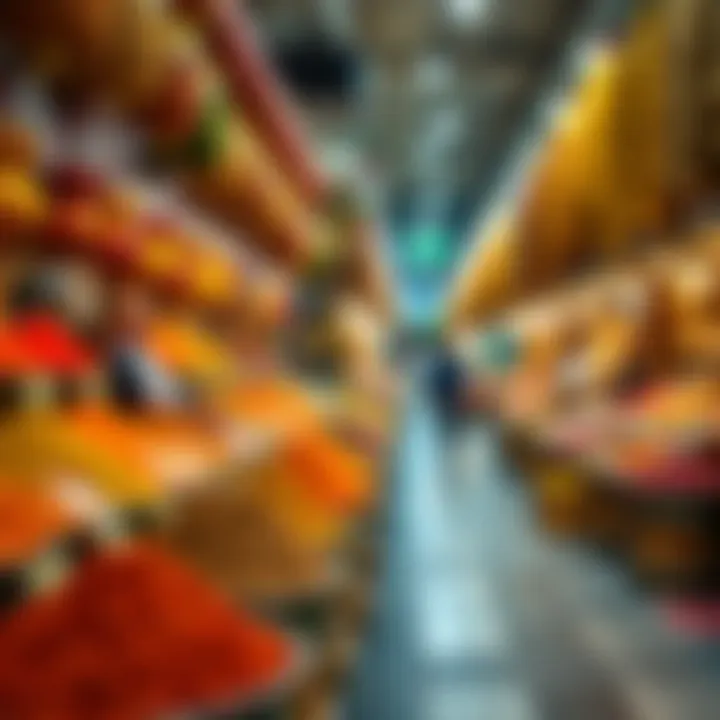 Colorful spices in vibrant displays