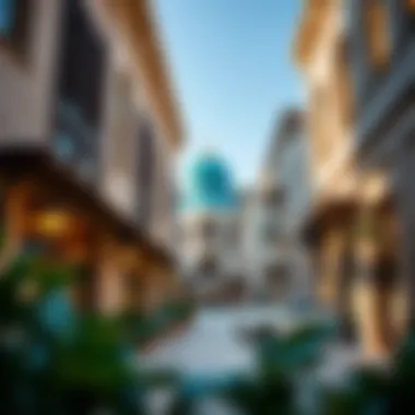 Architectural Blend in Dubai Souqs An architectural marvel showcasing the blend of traditional and modern designs in a souq.