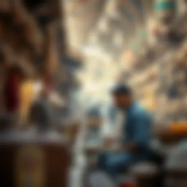 Artisans in a Contemporary Souq Artisans at work in a contemporary marketplace, blending modernity with tradition.