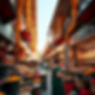 A Bustling Spice Market A panoramic view of a bustling Dubai souq filled with spices and local goods.