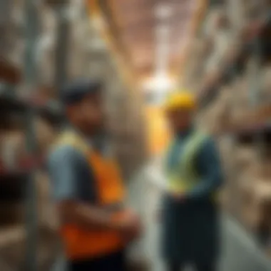 Warehouse workers engaged in efficient inventory management in Al Khawaneej