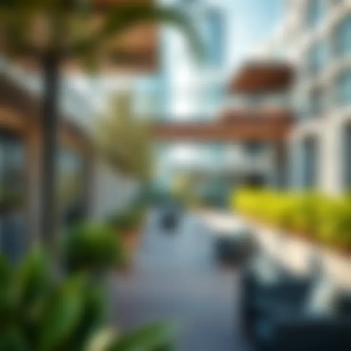 Vibrant outdoor area of Gate Village 8, ideal for business and leisure