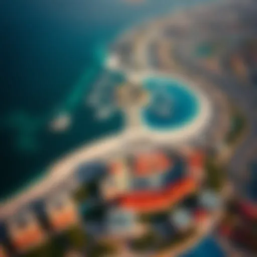 Aerial view of Hayat Island showcasing its stunning coastline and modern architectural designs