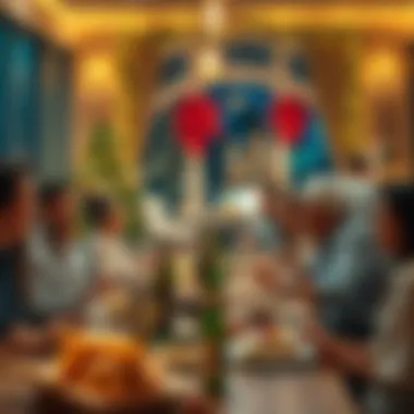 Gathering of families enjoying a holiday meal