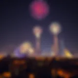 Celebratory fireworks over the UAE skyline during a holiday
