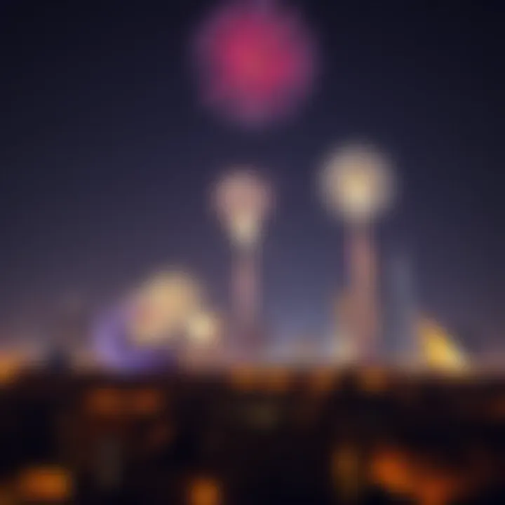 Celebratory fireworks over the UAE skyline during a holiday