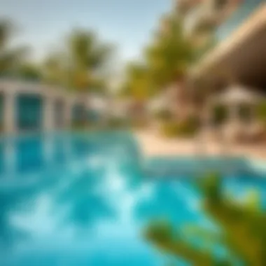 Relaxing outdoor pool area surrounded by lush greenery