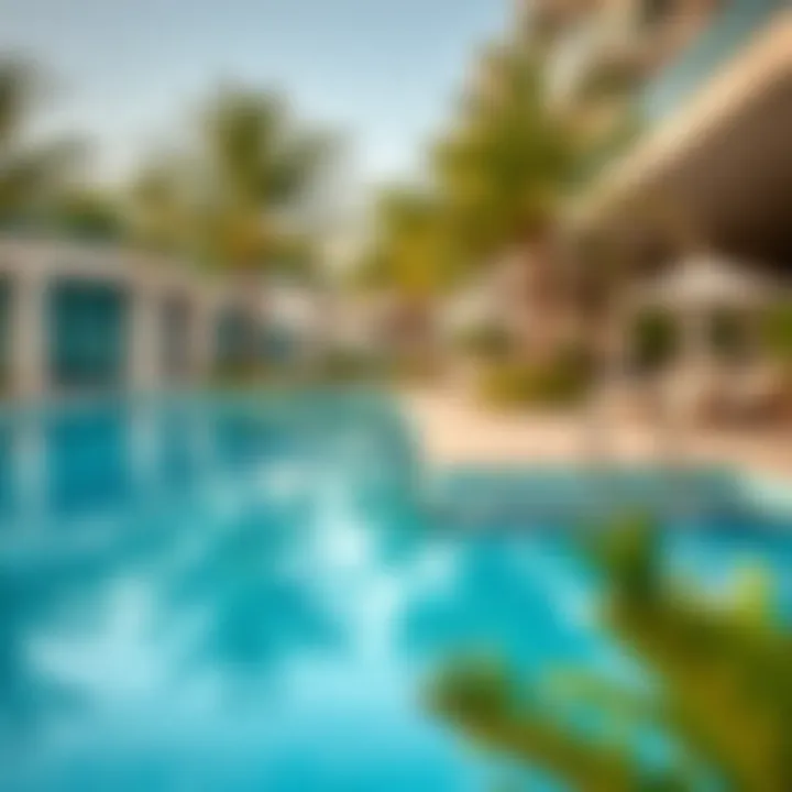 Relaxing outdoor pool area surrounded by lush greenery