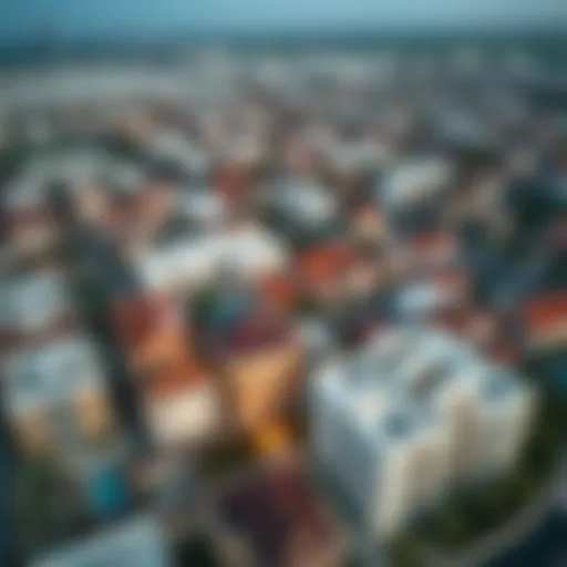 Aerial view of affordable residential neighborhoods in Dubai showcasing diverse architecture