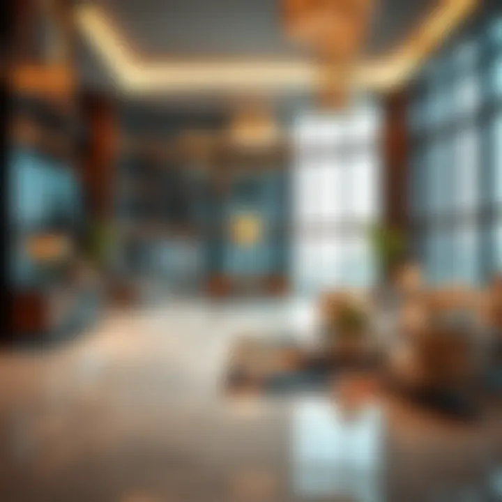 Luxurious lobby interior of Jumeirah Bay X2 Tower with modern decor