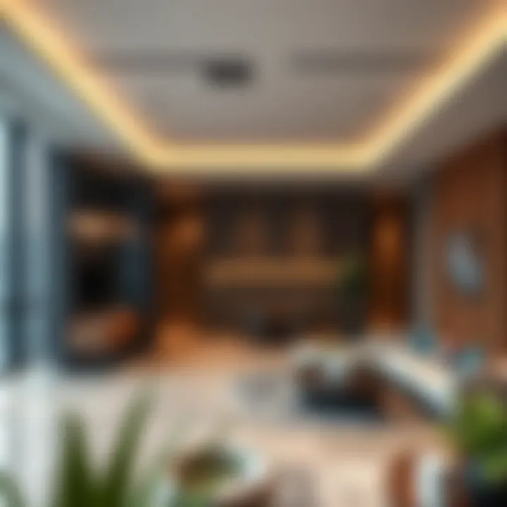 An interior shot of a modern office space within Latifa Tower, emphasizing its amenities