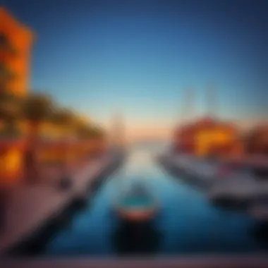 Vibrant Atmosphere of Marsa Al Bateen Marina A panoramic shot of Marsa Al Bateen Marina highlighting the vibrant atmosphere