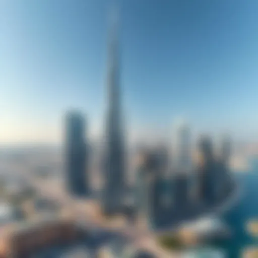 Aerial view of Dubai's skyline featuring iconic skyscrapers